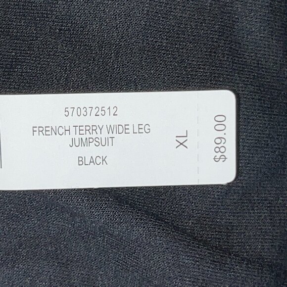 SOMA FRENCH TERRY WIDE LEG JUMPSUIT - NEW WITH TAGS - BLACK - XL / EXTRA LARGE - Picture 14 of 14